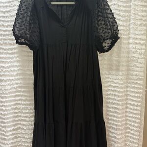 Umgee Black Puff Sleeve V-Neck Sundress